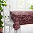 Obrus szyty bordowo złocisty z tkaniny welwetowej ze złotym marmurkowym nadrukiem