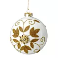 Szklana bombka ręcznie zdobiona wzorem kwiatów