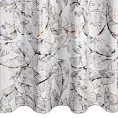 Zasłona biało, szampańska z metalicznym nadrukiem egzotycznych liści z welwetu 135x250 przelotka - ODETA