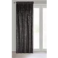 Zasłona czarno, szampańska ze wzorem liści bananowca z miękkiego welwetu 135x270 cm taśma - TULIA