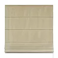 Roleta rzymska beżowa miękka, szenilowa tkanina o wyraźnym splocie i delikatnym połysku
