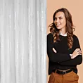 Zasłona welwetowa biało, srebrzysta zdobiona przecieranym wzorem 140x250 cm przelotka - RENIA