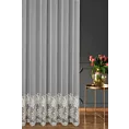 Firana szyta na taśmie 5 cm kremowo złota z kwiatowym, dwukolorowym haftem na tkaninie typu ADEN z delikatnym efektem deszczyku, zdobiona kryształkami Italissima