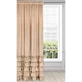 Zasłona welwetowa ciemnobeżowy zdobiona falbanami 140x270 cm taśma - CHARLOTTE