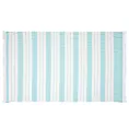 Ręcznik plażowy 90x170 cm bawełniany kolor biały,turkusowy z nadrukiem kontrastujących paseczków i frędzli 350 g/m2 MILOS