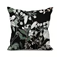 Poszewka szyta czarna miękka, welwetowa tkanina z kwiatowym nadrukiem