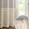 Zasłona kremowa zdobiona pasem aplikacji róż 3D 140x250 cm przelotka - ROSES - Ewa Minge