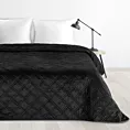 Narzuta welwetowa czarna 200x220 cm pikowana metodą hot press wzór geometryczny LUIZ 8 Design 91