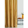 Zasłona szyta na taśmie 5 cm miodowa z tkaniny welwetowej w pionowe prążki, wykończona obciążnikiem