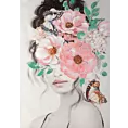 Obraz PENELOPE portret kobiety w nakryciu głowy z kwiatów ręcznie malowany na płótnie w ramie