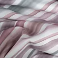 Zasłona szyta na taśmie 5 cm różowo popielata z tkaniny o naturalnym splocie z nadrukowanym wzorem w pasy
