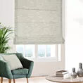 Roleta rzymska naturalna z matowej luźnotkanej tkaniny z efektem melanżu, wykończona obciążnikiem