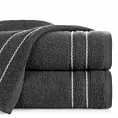 Ręcznik kąpielowy 50x90 cm bawełniany kolor grafitowy zdobiony paseczkami 500 g/m2 EMINA