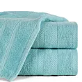Ręcznik kąpielowy 100x150 cm bawełniany kolor jasnoniebieski z ozdobną bordiurą 500 g/m2 MILO