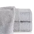 Ręcznik kąpielowy 50x90 cm bawełniany kolor srebrny z żakardową bordiurą 500 g/m2 RITA