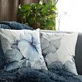 Poszewka na poduszkę 45x45 cm welwetowa, niebiesko kremowa, dwustronna z motywem kwiatów VELVET 132 Eurofirany Premium