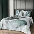 Pościel 220x200 cm z bawełny, makosatyny kolor jasnoszary, ciemno miętowy z designerskim wzorem ARTIST Eva Minge