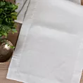 Bieżnik na stół biały 40x140 cm ELIZA zdobiony srebrną błyszczącą nicią z elegancką listwą