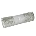 Narzuta welwetowa na fotel srebrna 70x160 cm pikowana w geometryczny wzór metodą hot press DIMON
