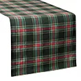 Bieżnik świąteczny na stół 40x140 cm czerwono, zielony bawełniany zdobiony szkocką kratą AURORA