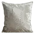 Poszewka na poduszkę świąteczna 45x45 cm beżowo, srebrna welwetowa zdobiona motywem śnieżynek z lśniących kryształków