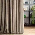 Zasłona szyta na taśmie 5 cm SAFARI jasnobrązowa z miękkiej welwetowej tkaniny z połyskiem