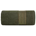 Ręcznik kąpielowy 70x140 cm bawełniany kolor oliwkowy zdobiony paseczkami przeszywanymi błyszczącą nicią 500 g/m2 LILA