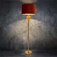 Lampa stojąca do pokoju ceglasto, złota LEONA z welwetowym abażurem