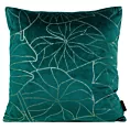 Poszewka na poduszkę 45x45 cm welwetowa ciemnoturkusowa ze złotym motywem liści BLINK