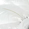 Lampa stojąca do salonu srebrno, biała FERI na metalowej podstawie z niezwykle efektownym abażurem z naturalnych strusich piór