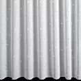 Firana szyta na taśmie 5 cm naturalno srebrna z matowej etaminy ozdobionej drobnym puchatym wzorem, wykończona obciążnikiem