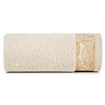 Ręcznik do rąk 30x50 cm bawełniany kolor beżowy,złoty z żakardową bordiurą w liście 400 g/m2 AGIS