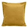 Poszewka na poduszkę 45x45 cm welwetowa musztardowa z ozdobnymi brzegami RIA Diva Line