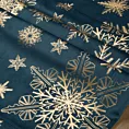 Bieżnik świąteczny na stół 45x45 cm granatowo, szampański welwetowy zdobiony śnieżynkami JOY 2