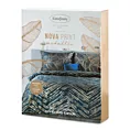 NOVA PRINT METALLIC 29 Komplet pościeli  z wysokogatunkowej satyny bawełnianej  z metalicznym nadrukiem łącząca motywy geometryczne i botaniczne w kartonowym opakowaniu na prezent