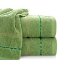 Ręcznik do rąk 30x50 cm bawełniany kolor zielony z kontrastującymi paseczkami 500 g/m2 SUZI