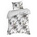 Pościel 140x200 cm bawełniana kolor biały, stalowy z wzorem dużych kwiatów SPRING 39