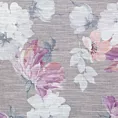 Zasłona srebrna w różowe kwiaty z etaminy 140x300 cm taśma - SHERRY
