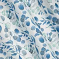 Zasłona biała w niebieskie liście 140x250 cm przelotka - ROSALI