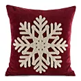 Poszewka na poduszkę 45x45 cm sztruksowa bordowo, kremowa z wypukłym wzorem śnieżynki