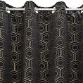 Zasłona czarno, złota z geometrycznym wzorem 135x250 cm przelotka - KAJA