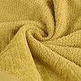 Ręcznik kąpielowy 70x140 cm bawełniany kolor musztardowy o ryżowej strukturze z welwetową bordiurą 500 g/m2 LOREN
