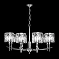 Lampa wisząca do salonu transparentno, srebrna KRYSTAL z kryształkami, z regulacją wysokości