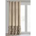 Zasłona welwetowa ciemnobeżowa zdobiona falbanami i lśniącymi akcentami 140x250 cm przelotka - CARLI