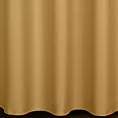 Zasłona szyta na flexach musztardowa z gładkiej tkaniny zaciemniającej typu dimout wykończona obciążnikiem