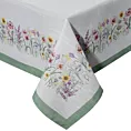 Obrus naturalno, zielony 140x180 cm SUMMER 9 zdobiony nadrukiem letnich kwiatów