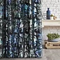 Zasłona szyta na flexach czarno turkusowa z grubej welwetowej tkaniny w duży ornamentowy wzór