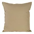 Poszewka na poduszkę 45x45 cm bawełniana z dodatkiem lnu obszyta złotą nicią beżowa LEN