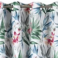 Zasłona biało, zielona w kwiaty 140x250 cm przelotka JANETE