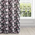 Zasłona czarno, wrzosowa z motywem róż, zaciemniająca 140x250 cm przelotka - BELLIS